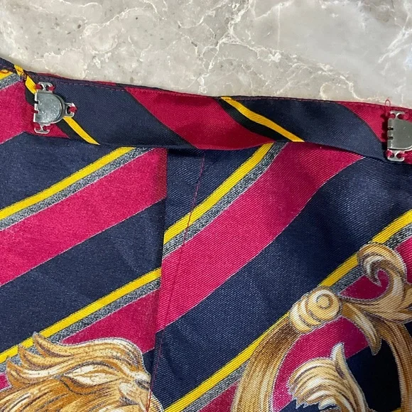 Ralph Lauren Blue Label Lion Heraldry Crest  100% Silk Wrap Skirt Small - Picture 12 of 14